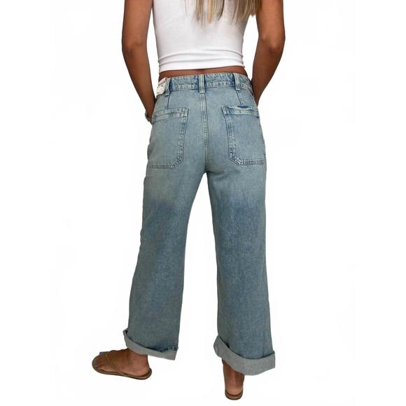 NEW FREE PEOPLE palmer cuffed jeans in la la land - Picture 9 of 10